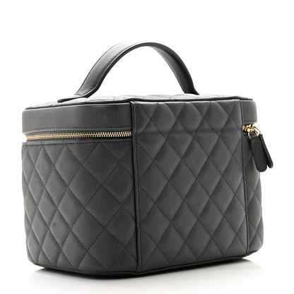 Chanel Lambskin Quilted Large Vanity Pouch Grey 3 of 7