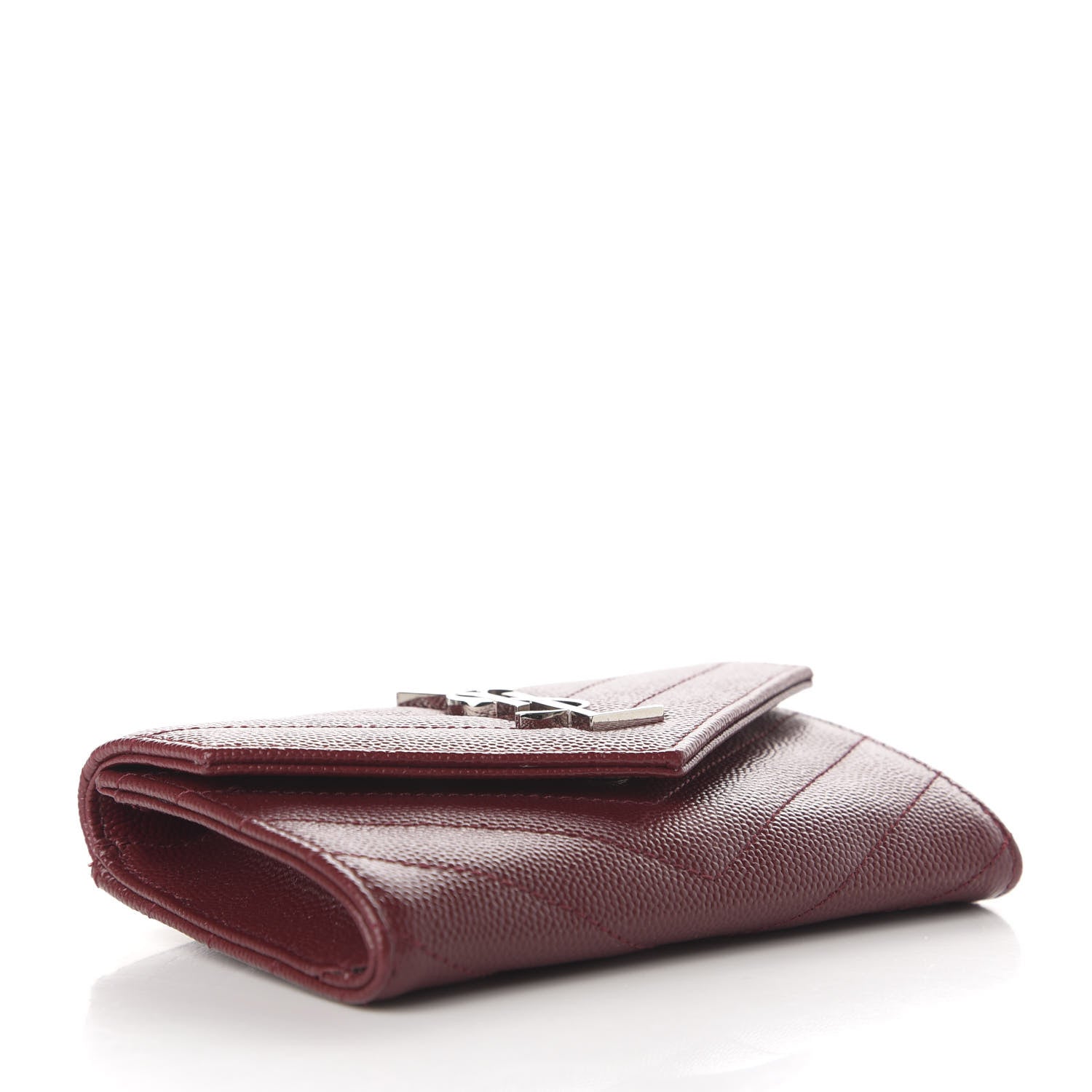 Saint Laurent Grain De Poudre Matelasse Chevron Small Monogram Envelope Wallet Palissandre 4 of 7