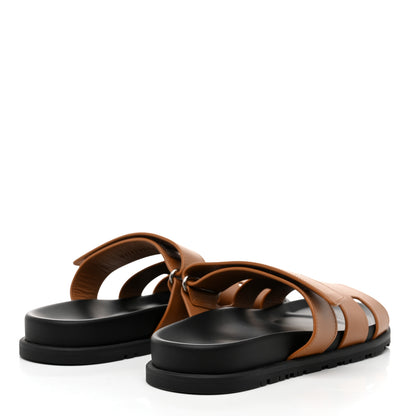 Hermes Calfskin Womens Chypre Sandals 40.5 Gold 4 of 8