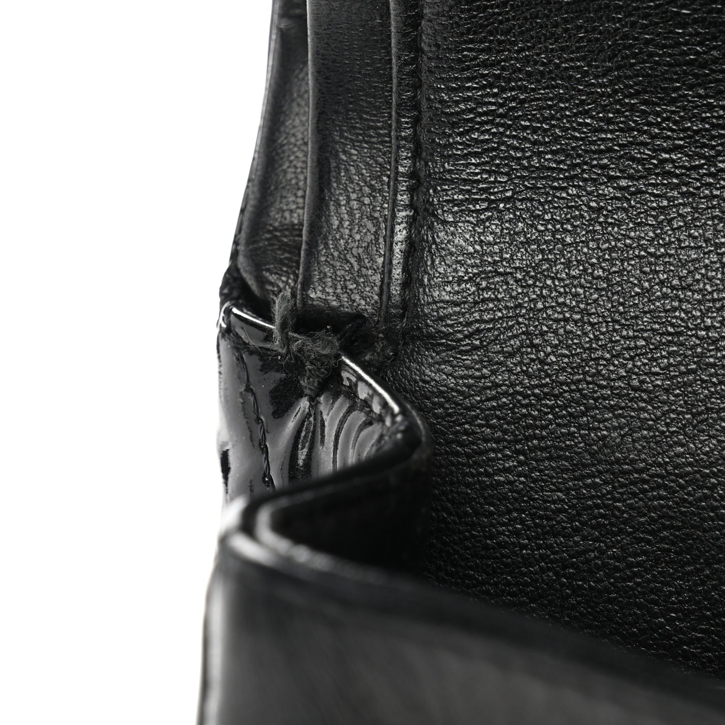 Patent Quilted Medium Double Flap Black