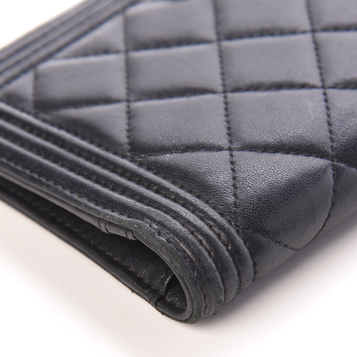 Lambskin Quilted Boy Yen Wallet Black