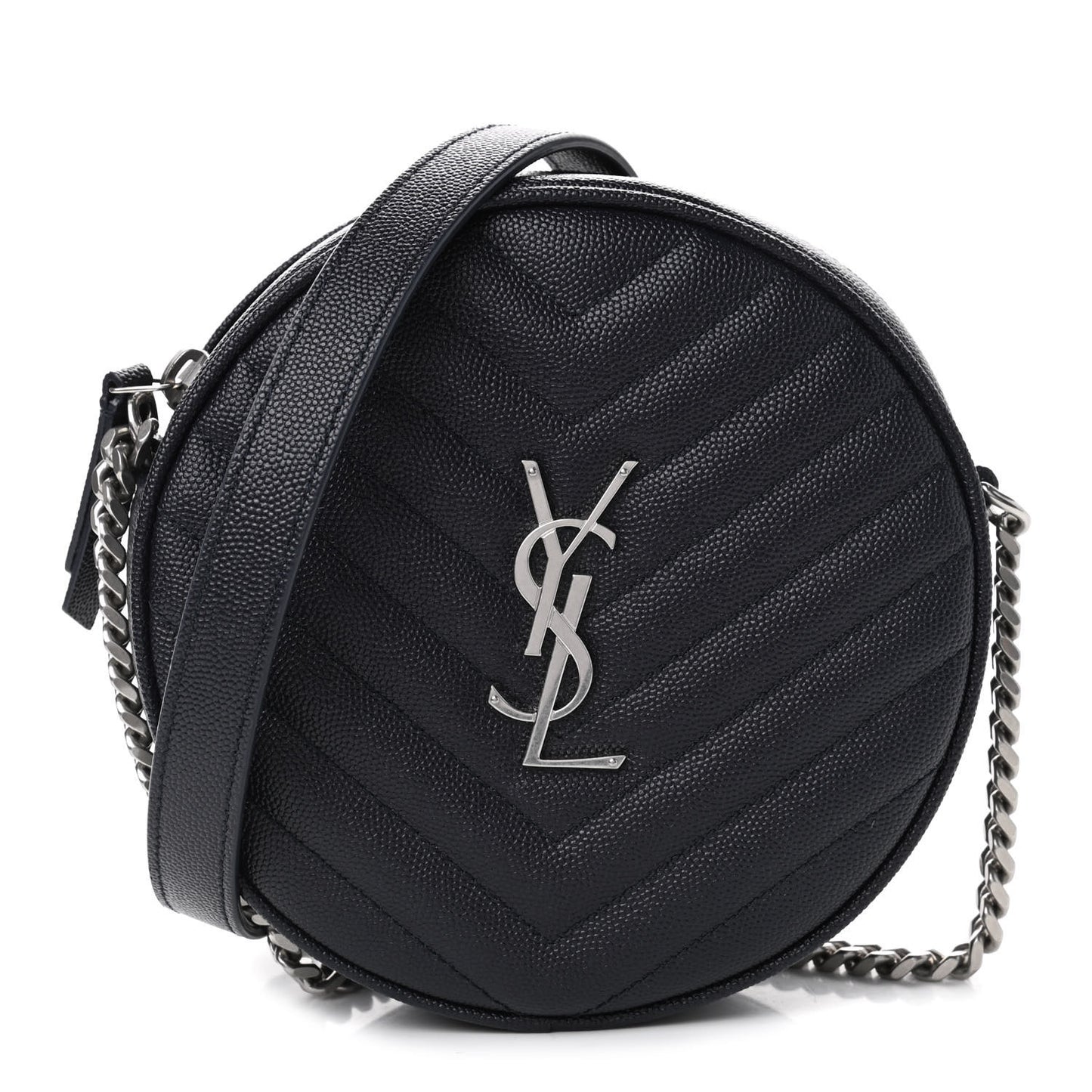 Grain De Poudre Matelasse Chevron Quilted Round Vinyle Camera Bag Deep Marine