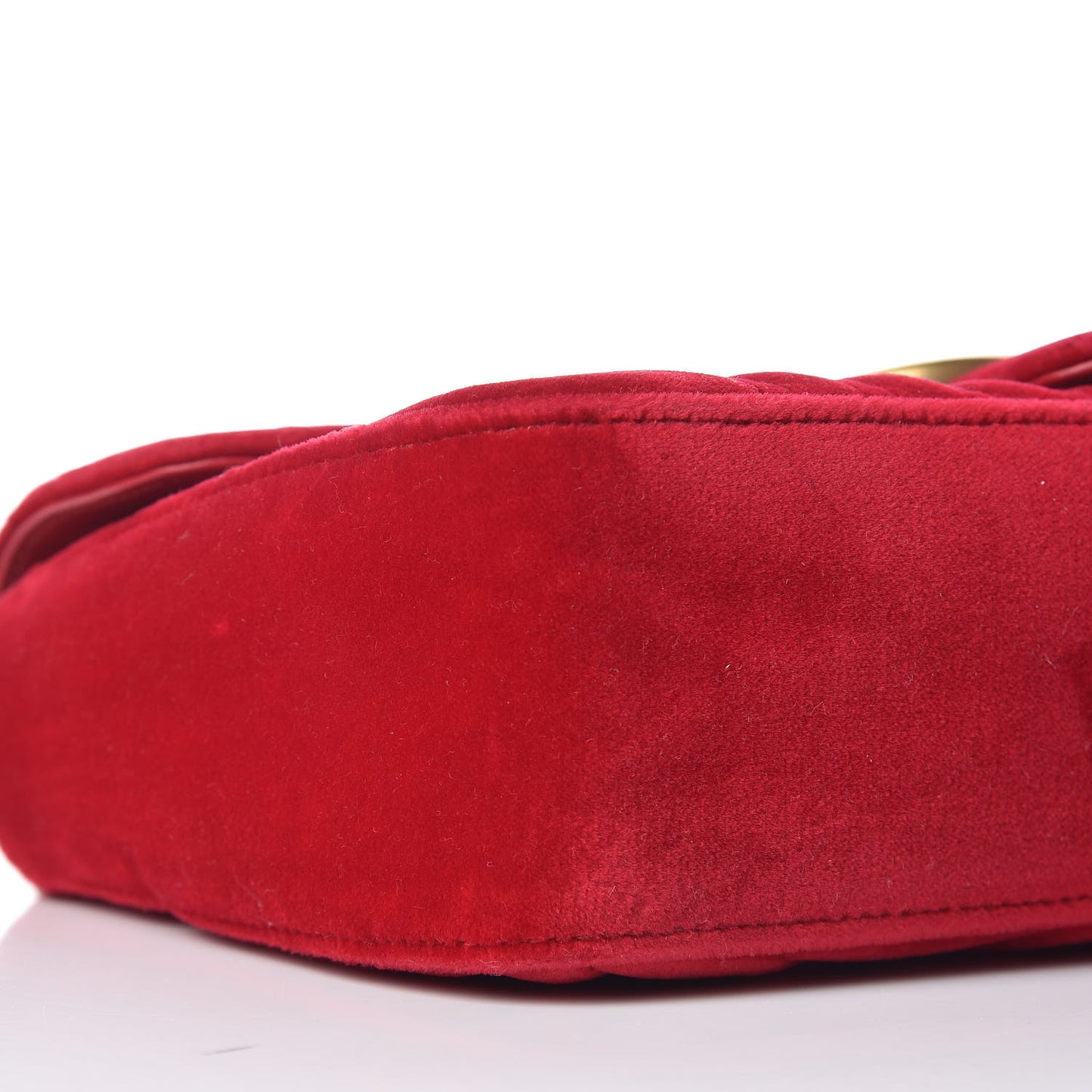 Velvet Matelasse Small GG Marmont Shoulder Bag Hibiscus Red