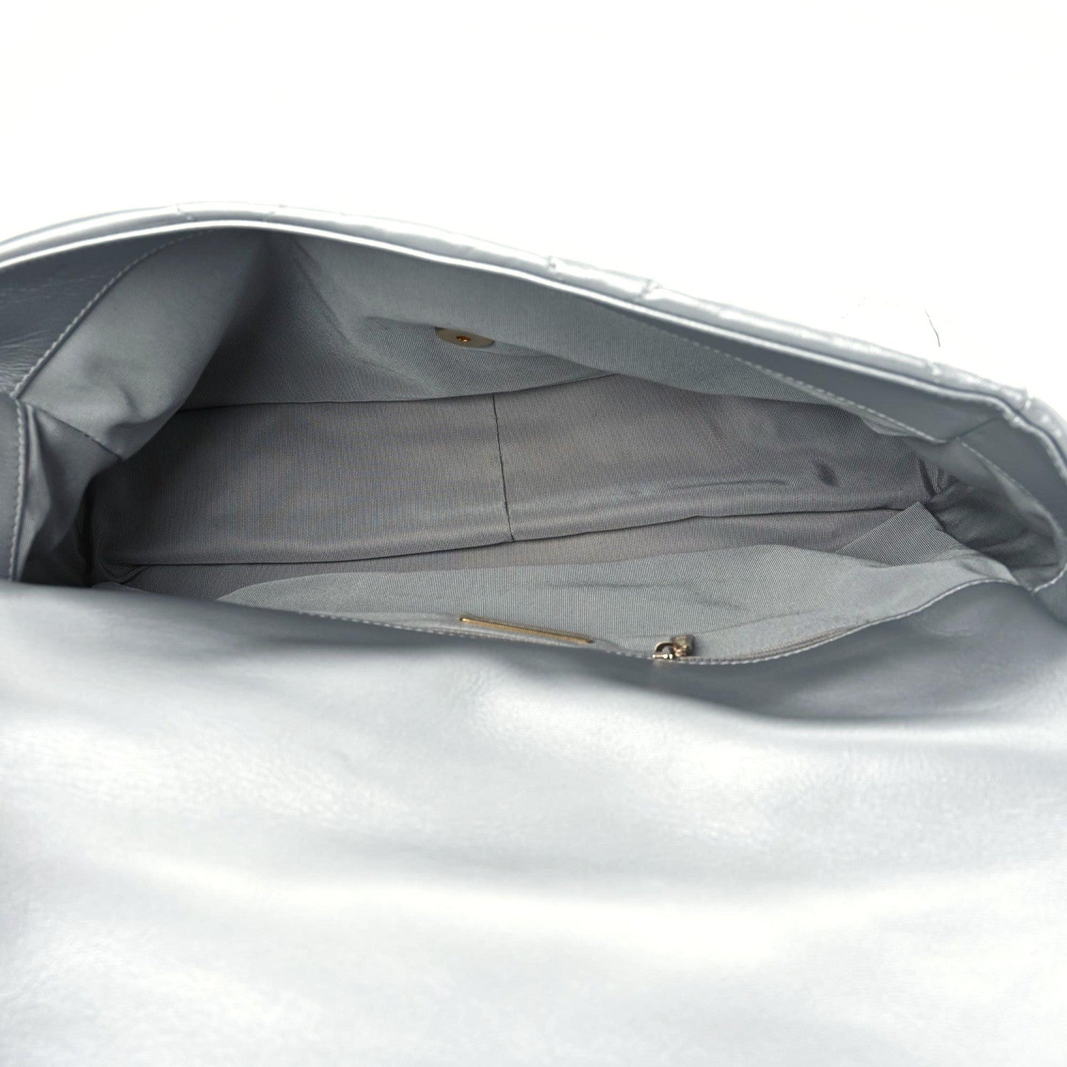 Chanel Metallic Goatskin Quilted Maxi Chanel 19 Flap Silver 8 of 12