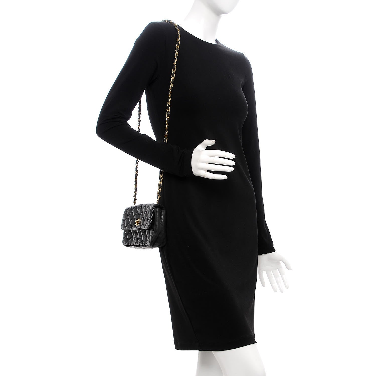 Chanel Lambskin Quilted Mini Rectangular Flap Black 2 of 14