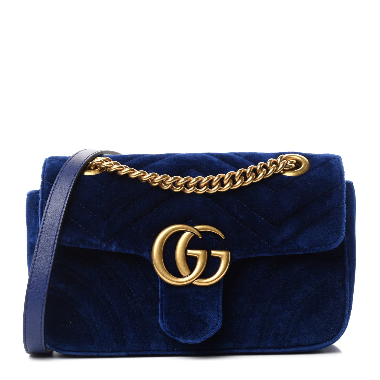 Velvet Matelasse Mini GG Marmont Shoulder Bag Cobalt Blue