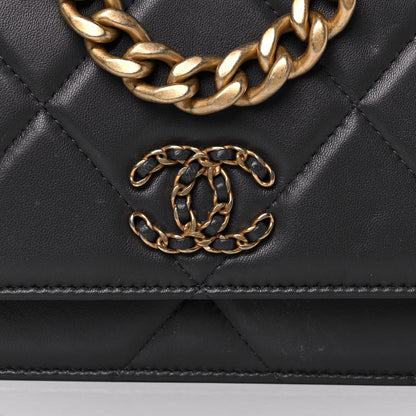 Chanel Lambskin Quilted Chanel 19 Wallet On Chain WOC Dark Grey 11 of 17