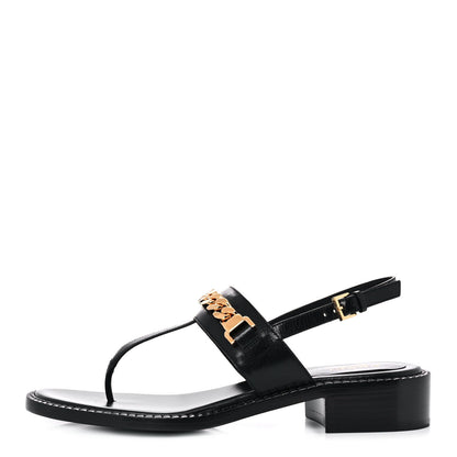 Gucci Calfskin Chain Thong Sandals 39 Black 1 of 8