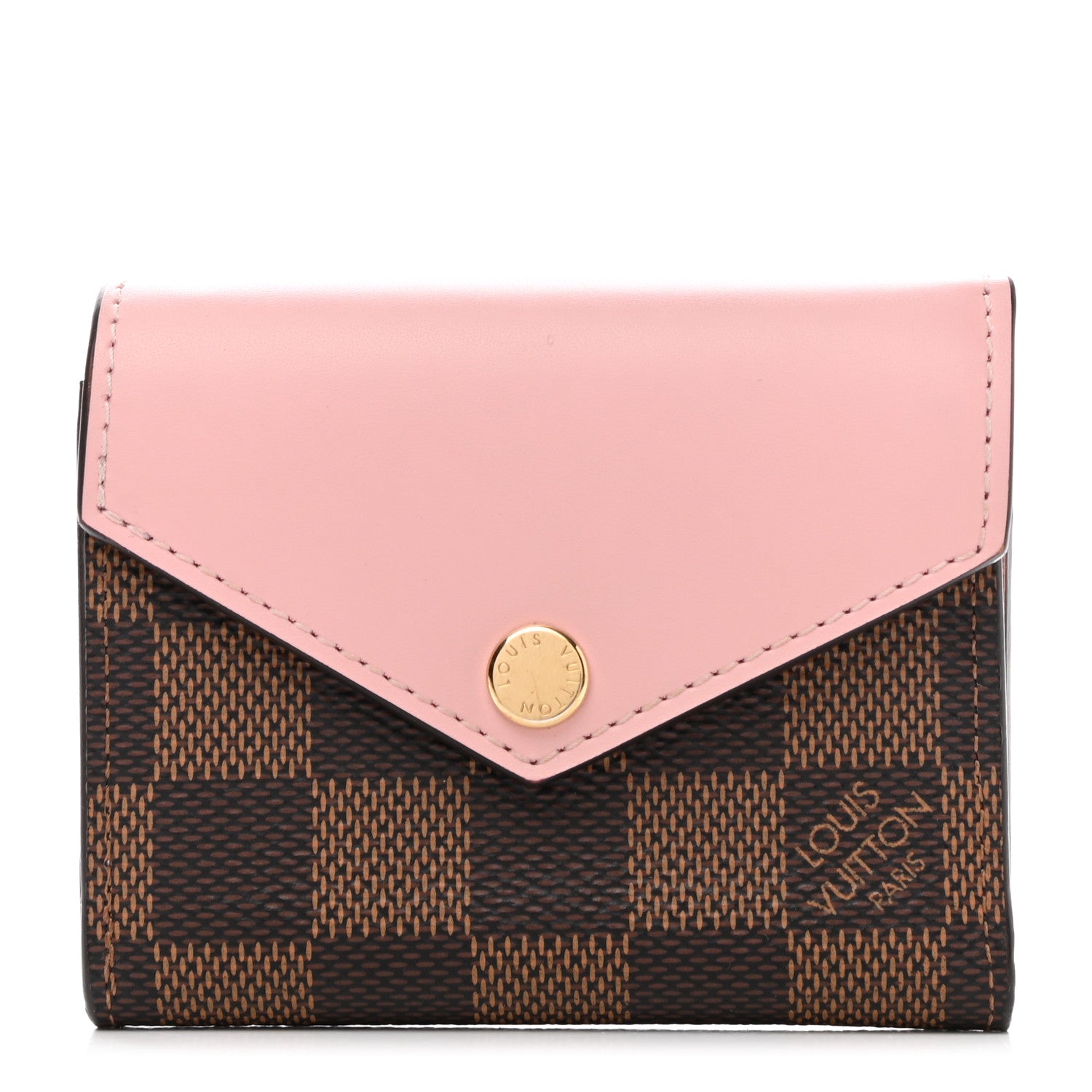 Louis Vuitton Damier Ebene Zoe Wallet Rose Ballerine 1 of 7
