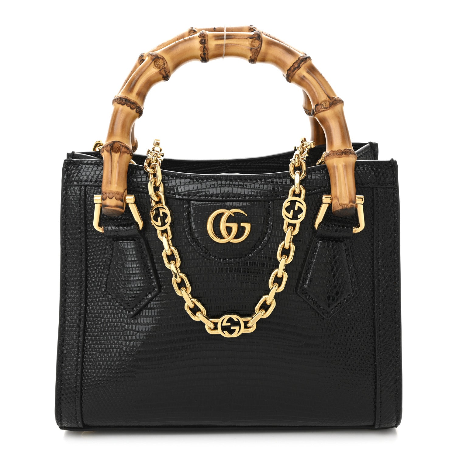 Gucci Lizard Mini Diana Tote Bag Black 1 of 9