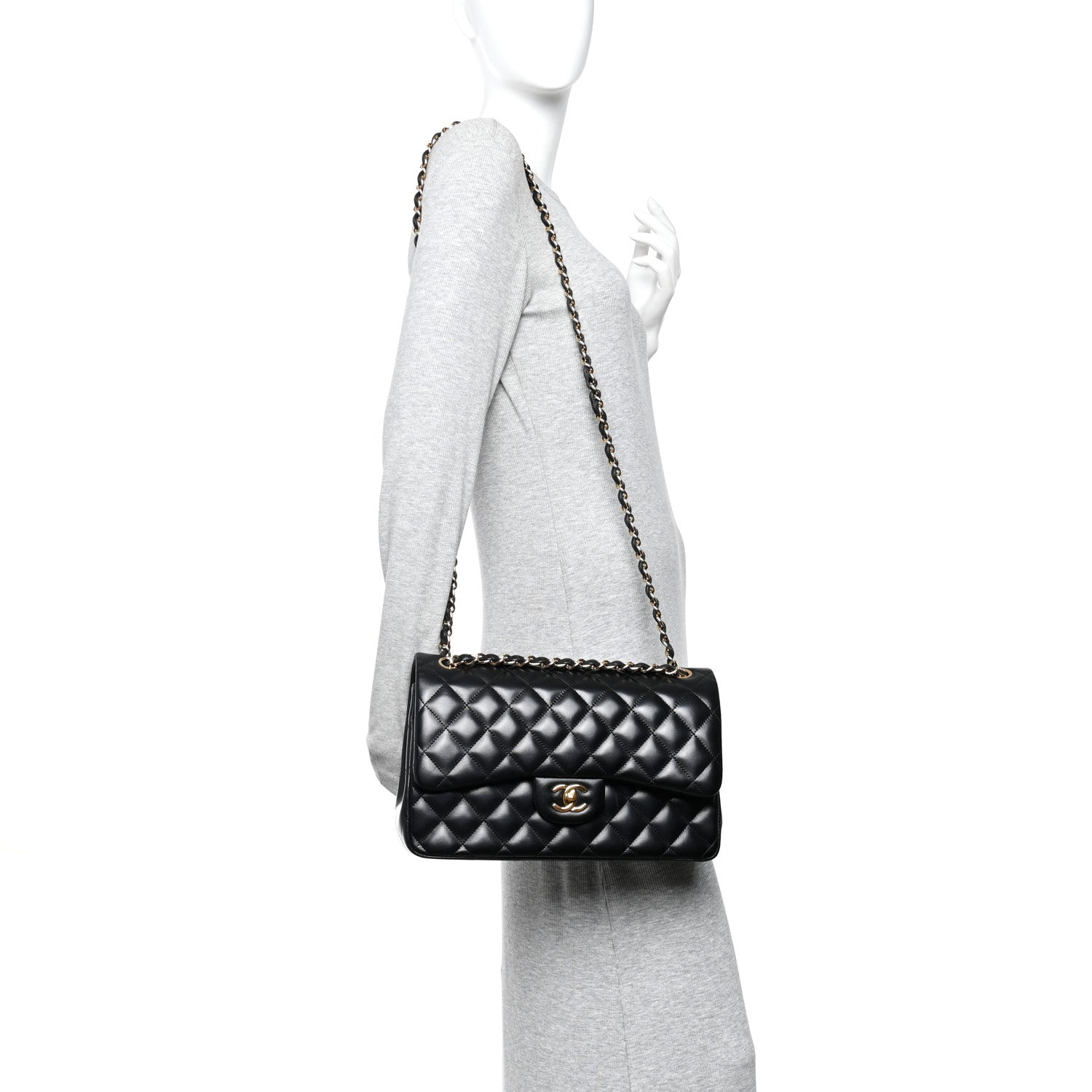 Chanel Lambskin Quilted Jumbo Double Flap  Black 2 of 10