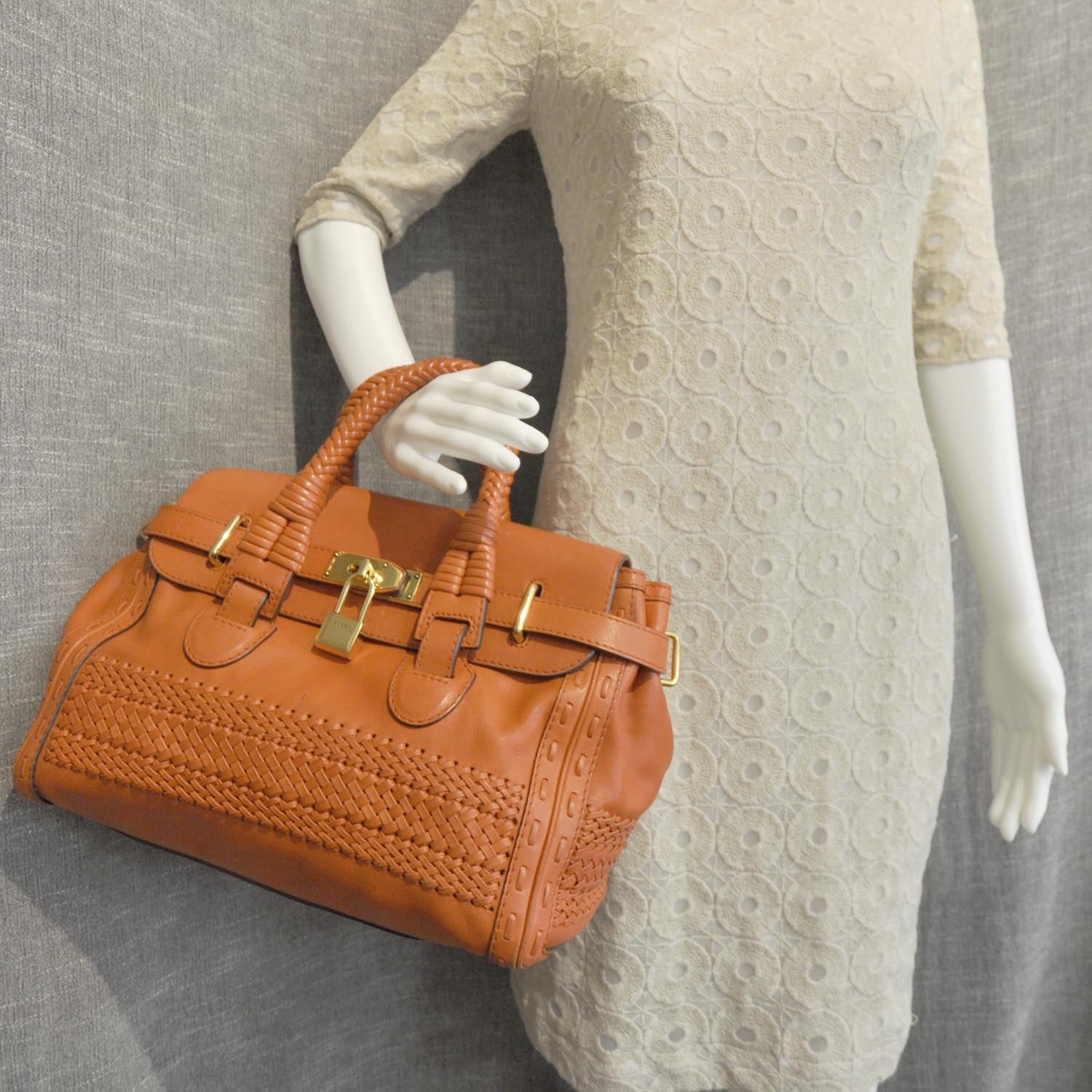 Gucci Leather Handmade Medium Top Handle Bag Orange 3 of 9