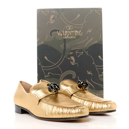 Valentino Garavani Metallic Nappa Panther Loafers 39 Deep Gold 9 of 9
