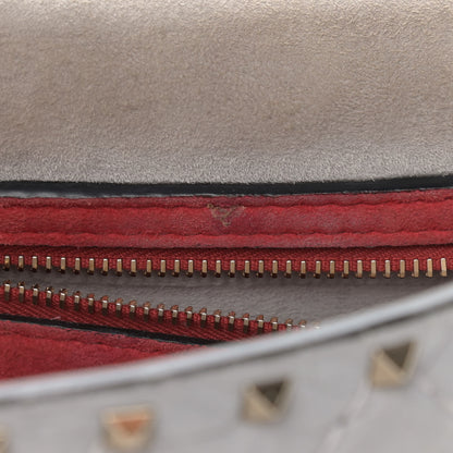 Valentino Garavani Craquele Nappa Medium Rockstud Spike Shoulder Bag Pastel Grey 10 of 11