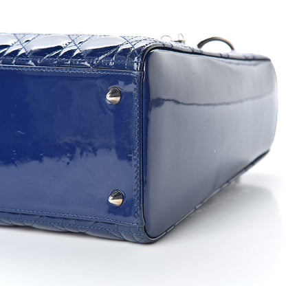 Christian Dior Patent Cannage Medium Lady Dior Blue 10 of 14