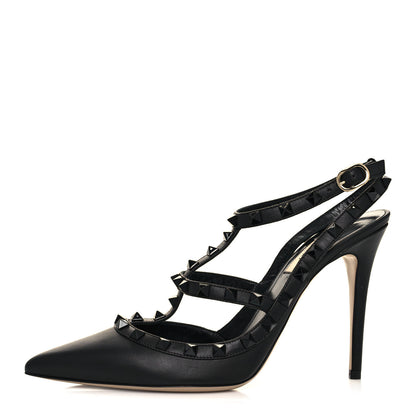 Valentino Garavani Nappa Rockstud Ankle Strap Pumps 40.5 Black 1 of 8