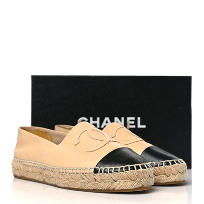 Chanel Lambskin CC Espadrilles 37 Beige Black 9 of 9