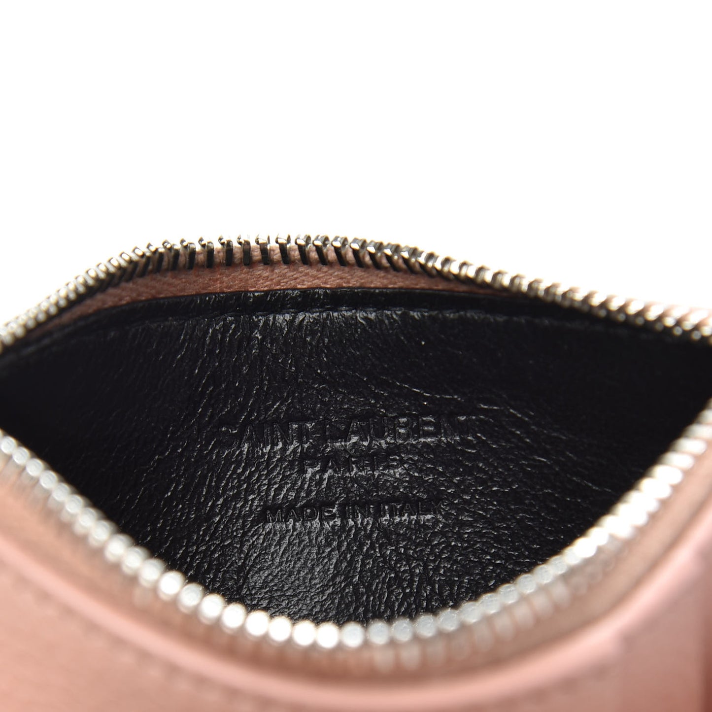 Grained Calfskin 5 Fragments Zip Pouch Card Holder Pale Pink