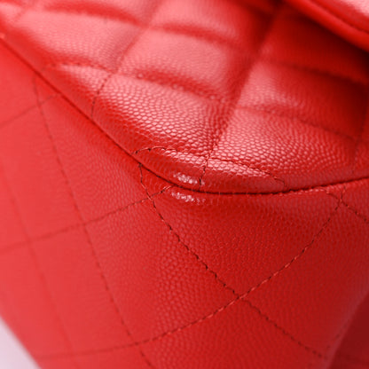 Chanel Caviar Quilted Jumbo Double Flap Red 9 of 15
