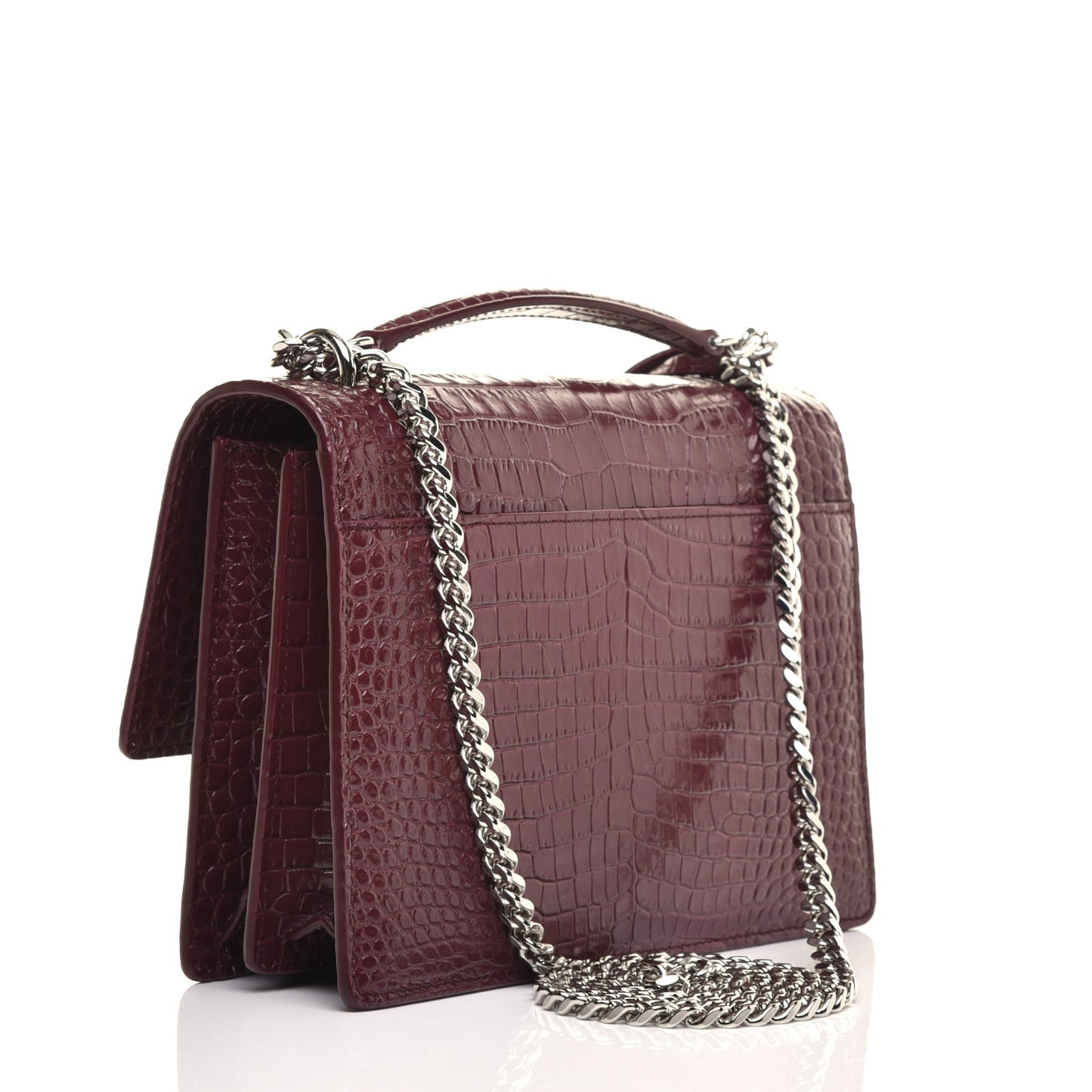Calfskin Crocodile Embossed Medium Monogram Sunset Rouge Legion