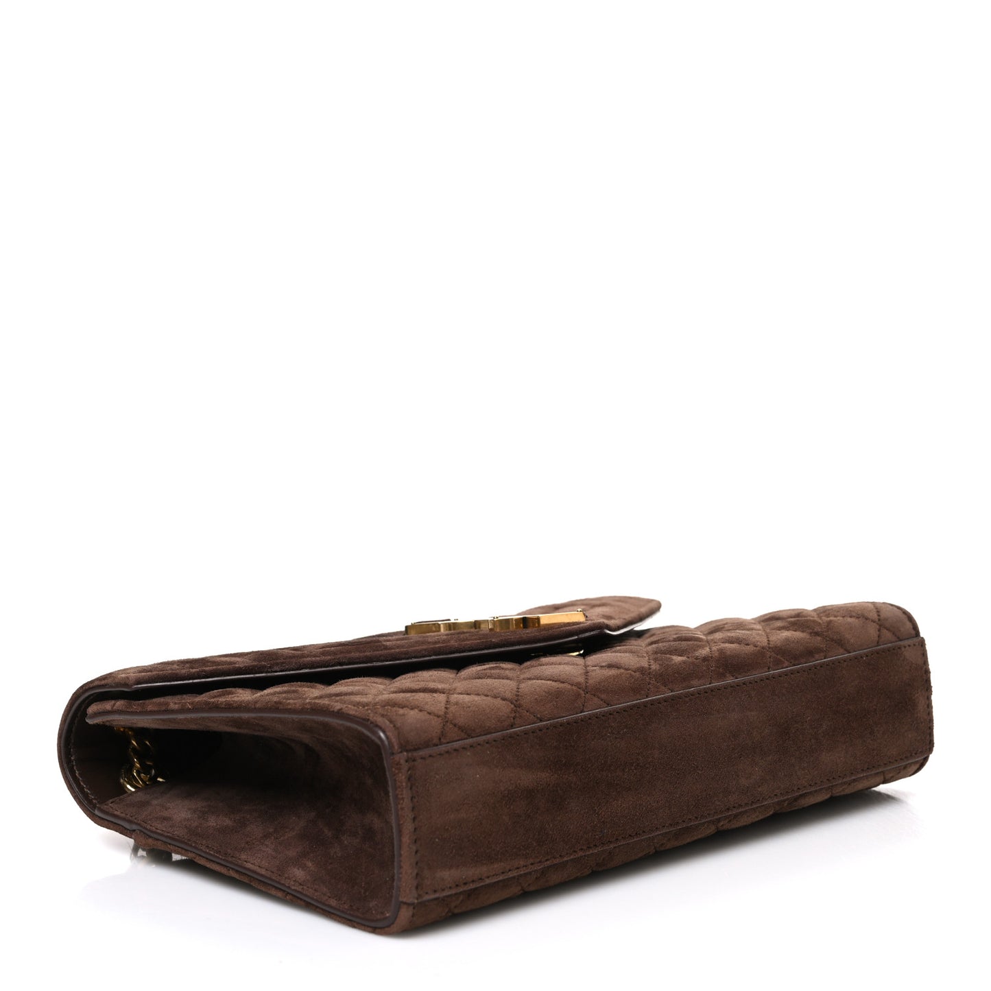 Suede Mixed Matelasse Triquilt Medium Monogram Envelope Satchel Bark Brown
