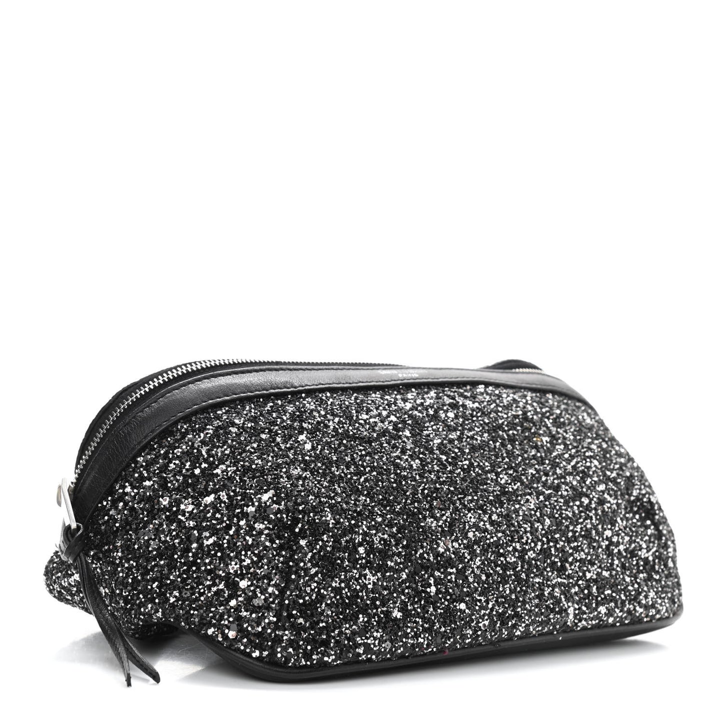 Lambskin Glitter Belt Bag Metallic Black