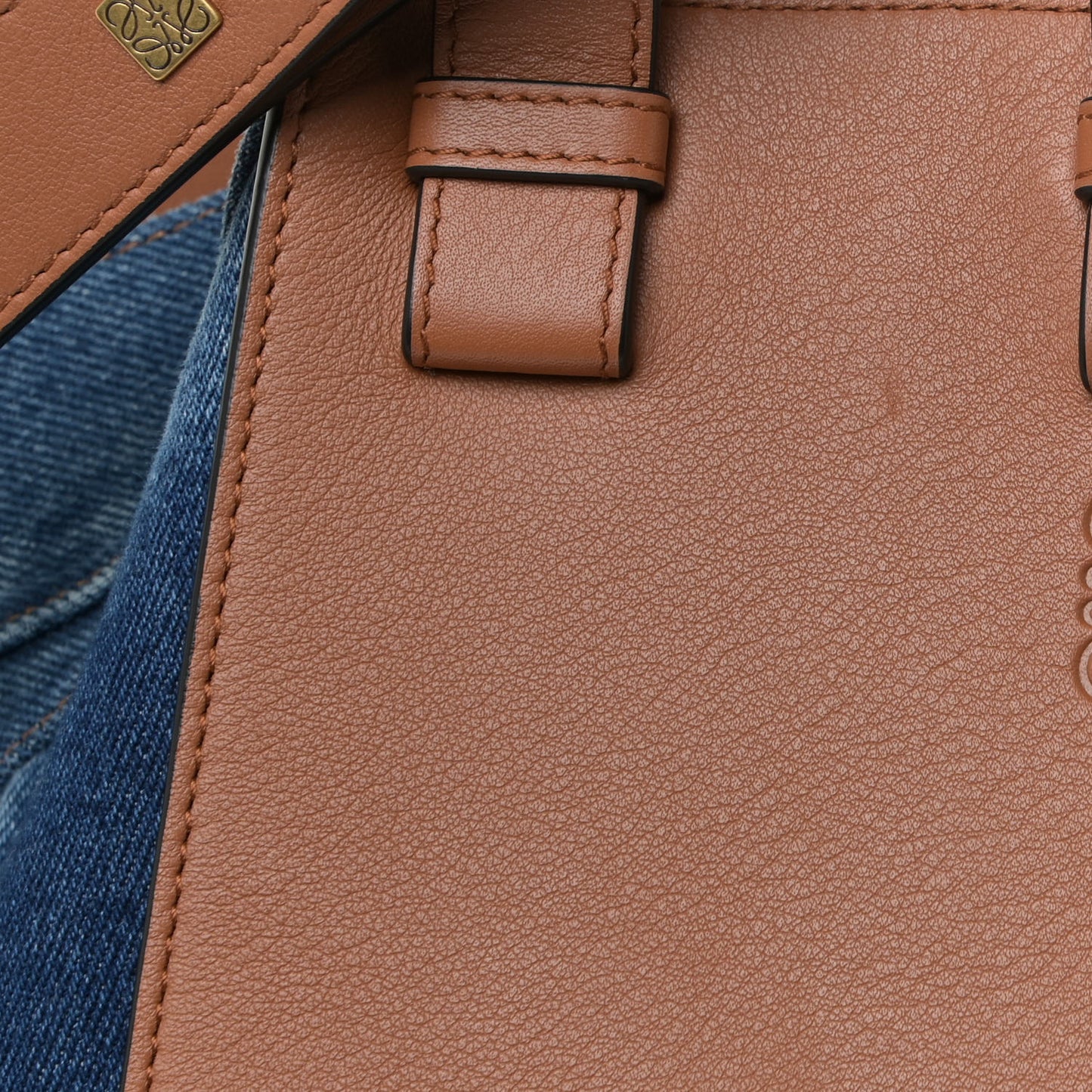 Calfskin Denim Medium Hammock Shoulder Bag Multitone Tan