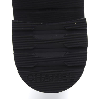 Chanel Shiny Goatskin Calfskin Quilted Lace Up Combat Boots 38.5 White Black 7 of 8
