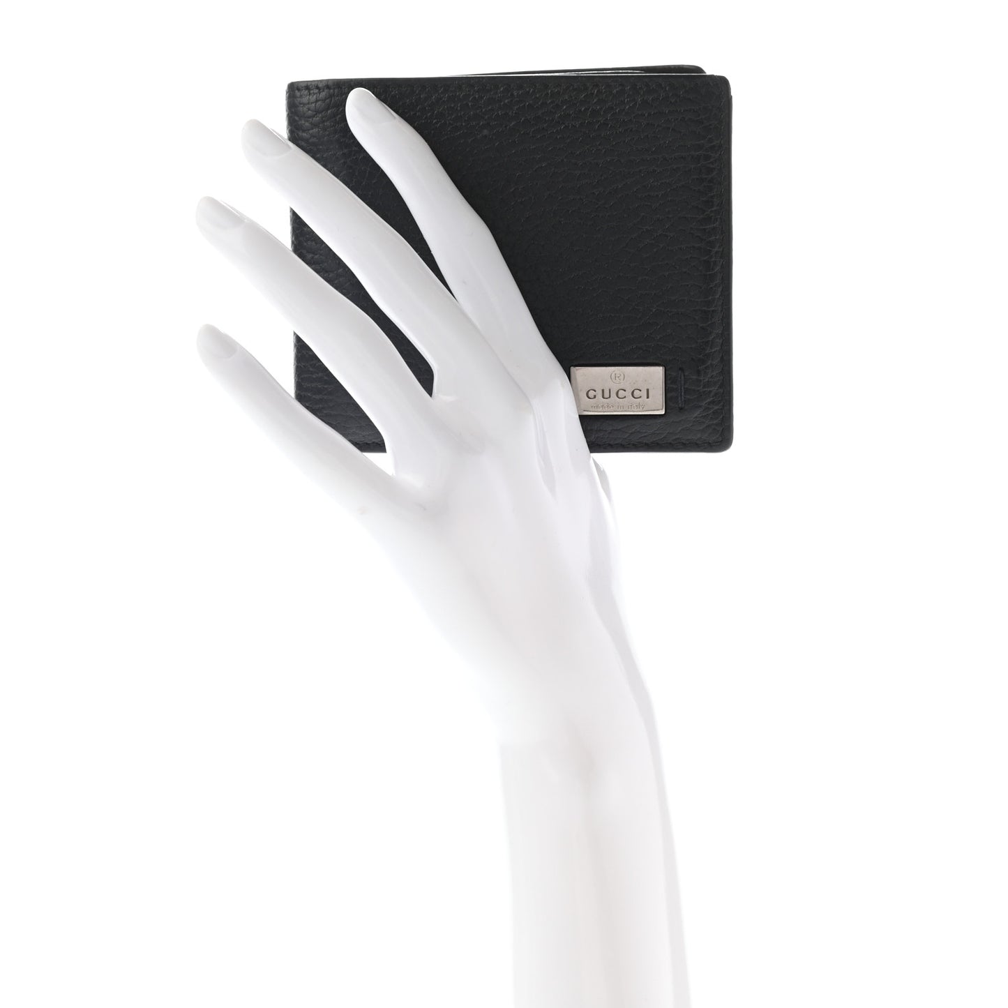 Pebbled Calfskin Bi-Fold Wallet Black