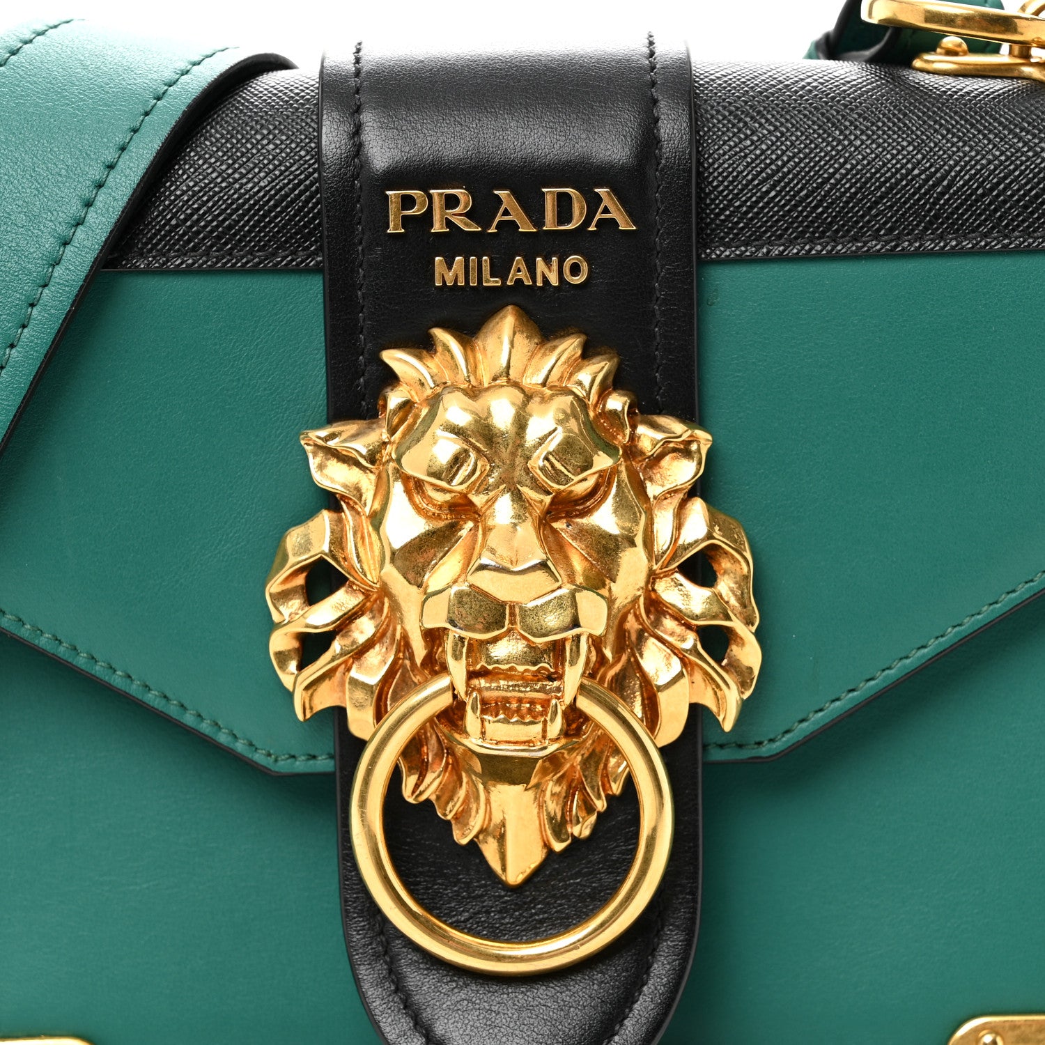 Prada Antic Soft Saffiano Lions Head Cahier Shoulder Bag Assenzio Black 8 of 10