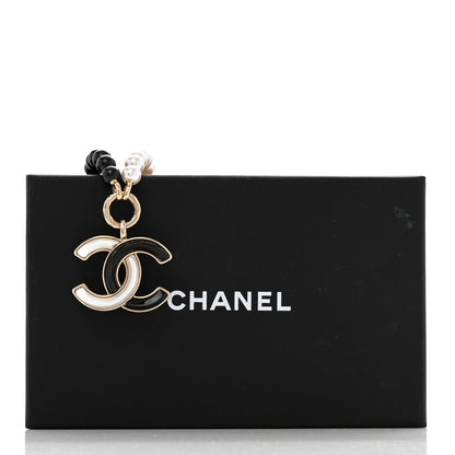 Chanel Pearl Beaded CC Necklace Black White 6 of 6