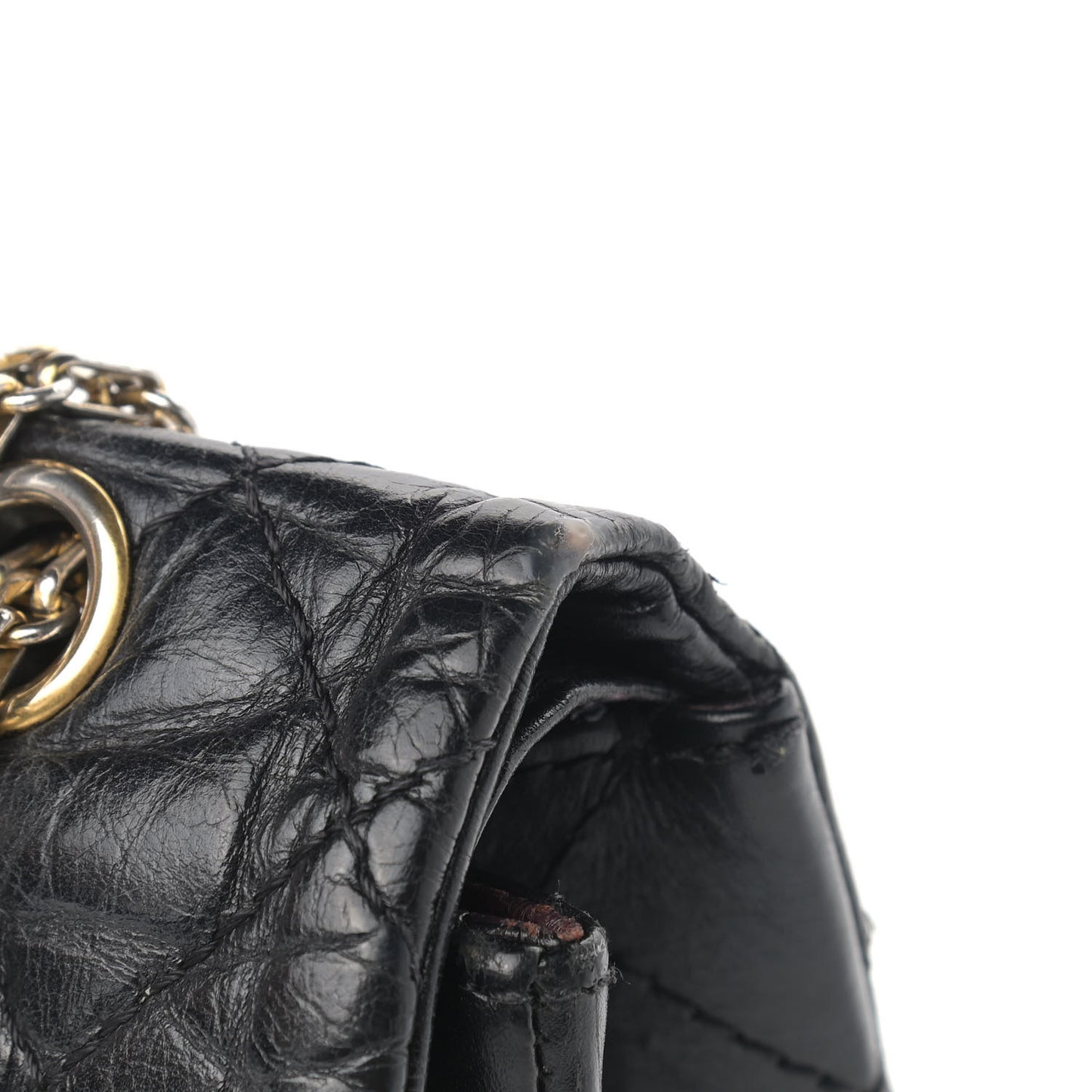 Aged Calfskin Quilted 2.55 Reissue 227 Flap Black