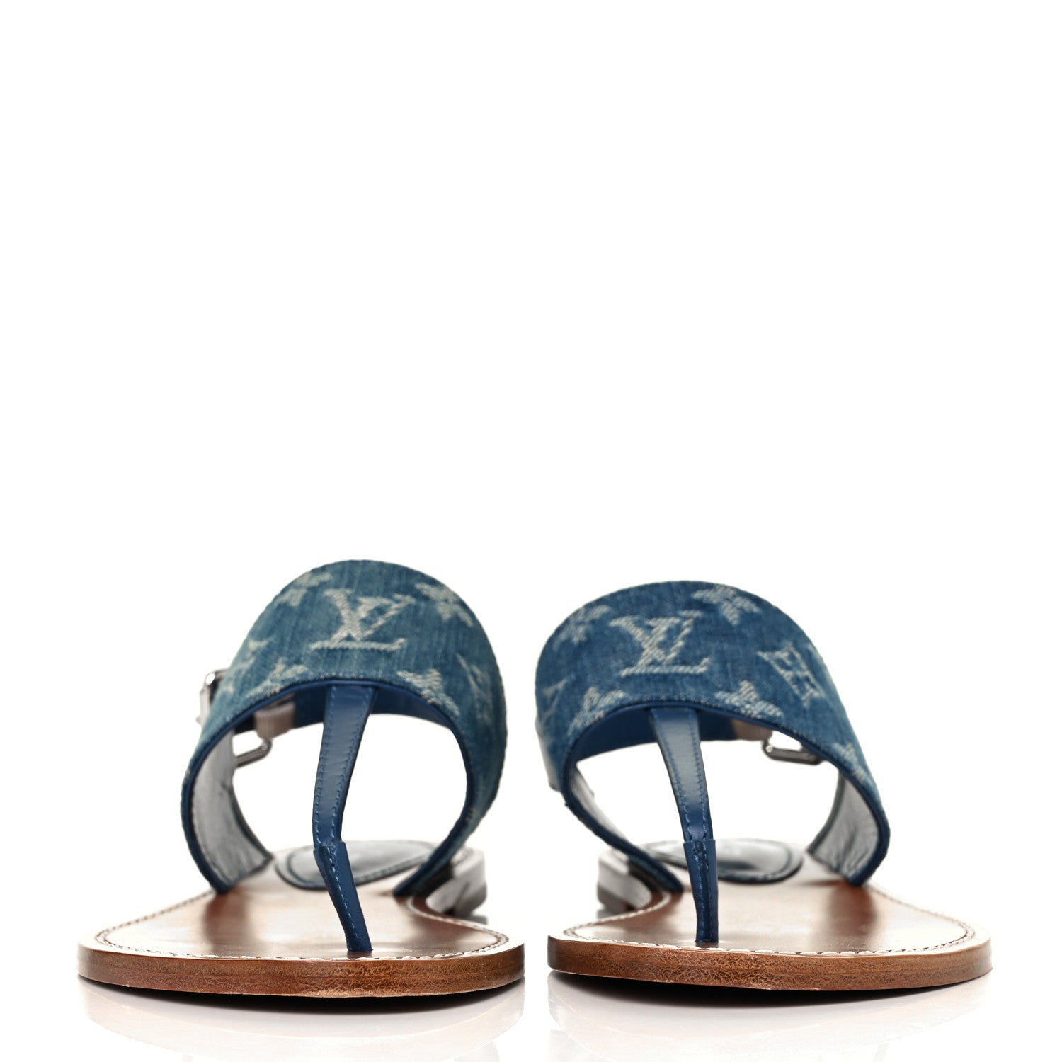 Louis Vuitton Monogram Denim Starboard Flat Thong Sandal 37 Blue 2 of 8