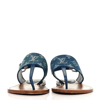 Louis Vuitton Monogram Denim Starboard Flat Thong Sandal 37 Blue 2 of 8
