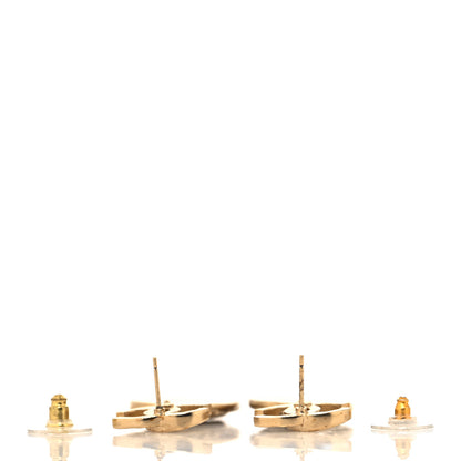 Chanel Crystal CC Medallion Drop Earrings Gold 3 of 4