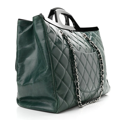 Chanel Glazed Calfskin Quilted Large CC Delivery Tote Green 2 of 9