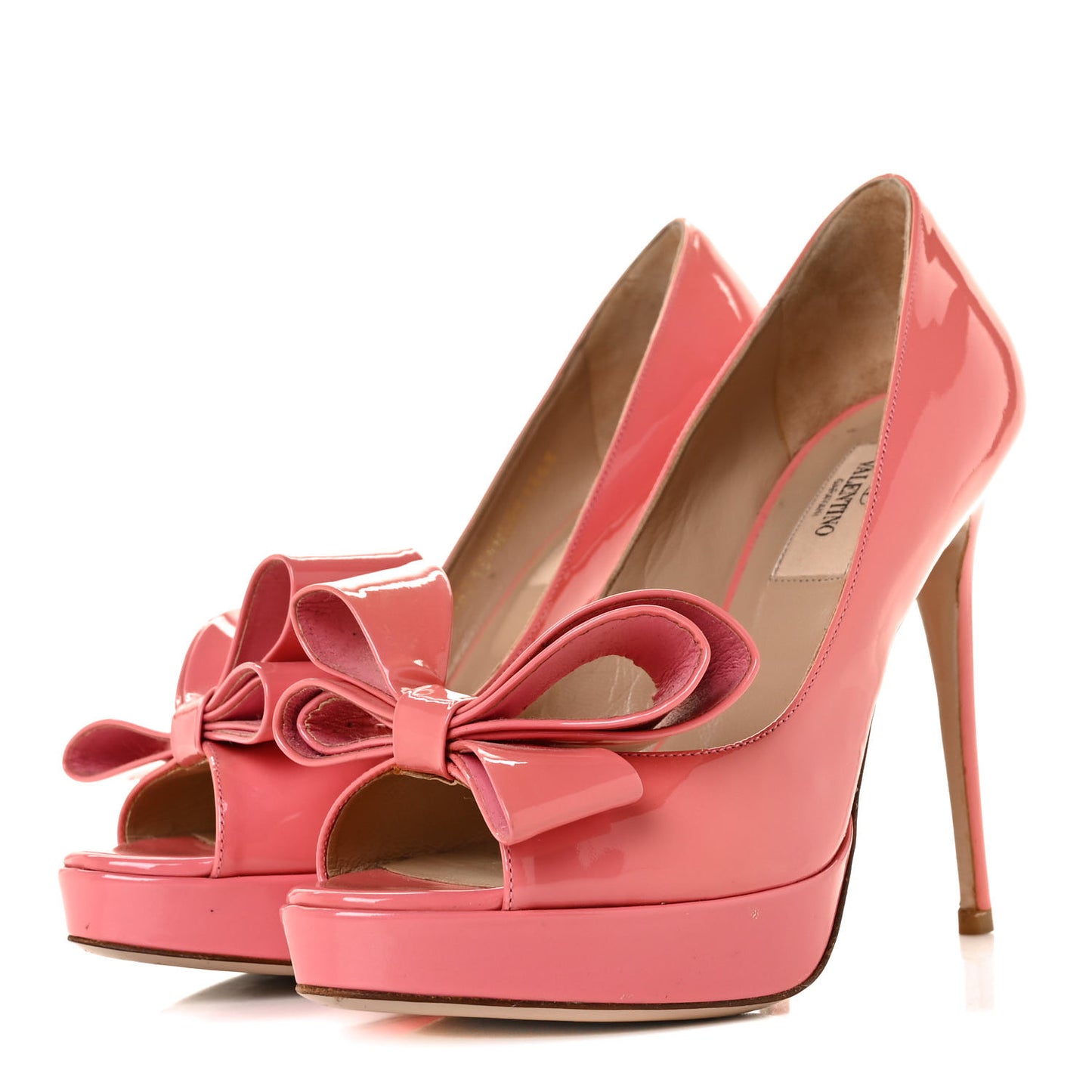 Patent Couture Bow Peep Toe 30/125mm Platform Pumps 36.5 Rosa
