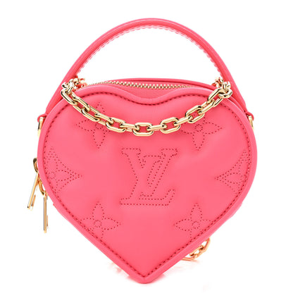 Louis Vuitton Calfskin Embroidered Monogram Pop My Heart Bag Pouch Dragon Fruit Pink 1 of 9