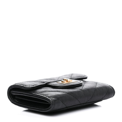 Chanel Sheepskin Chevron Quilted Reissue Card Holder Wallet Black 4 of 7