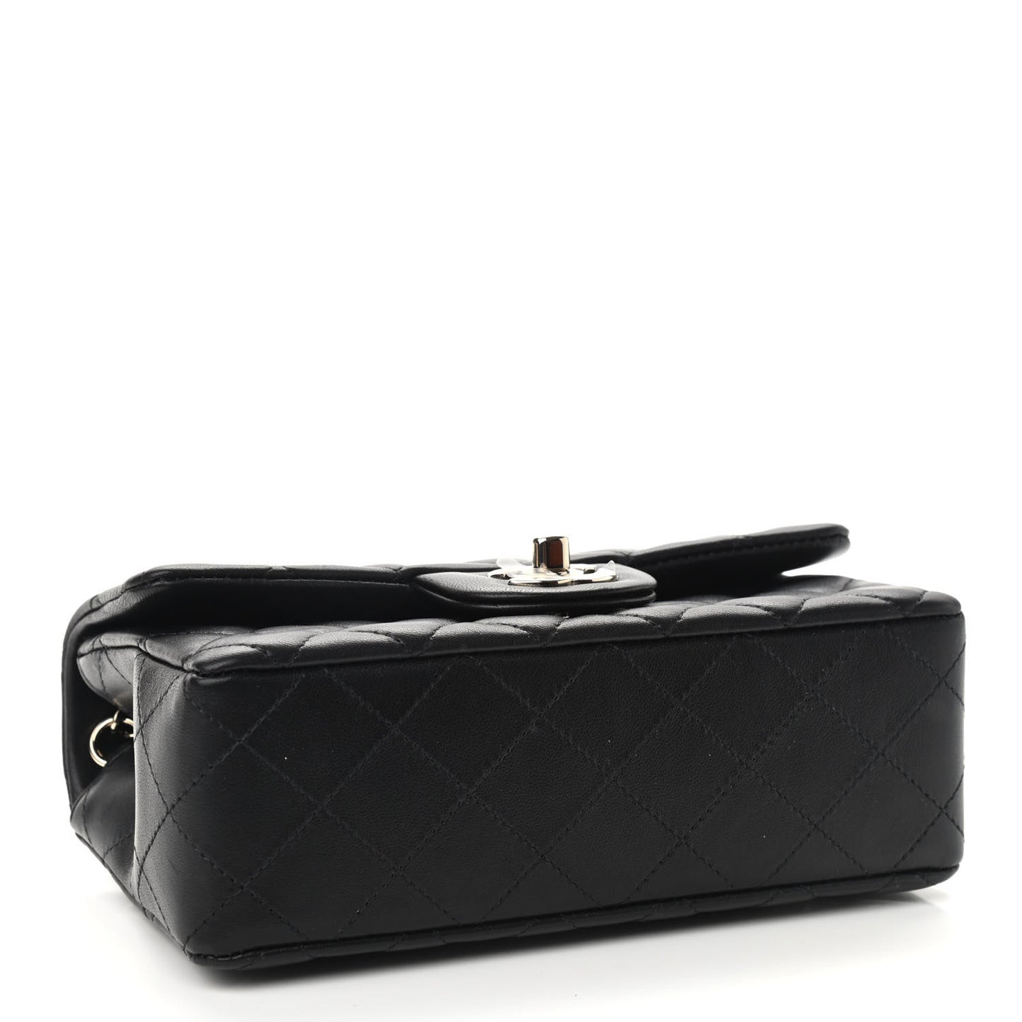 Lambskin Quilted Mini Rectangular Flap Black
