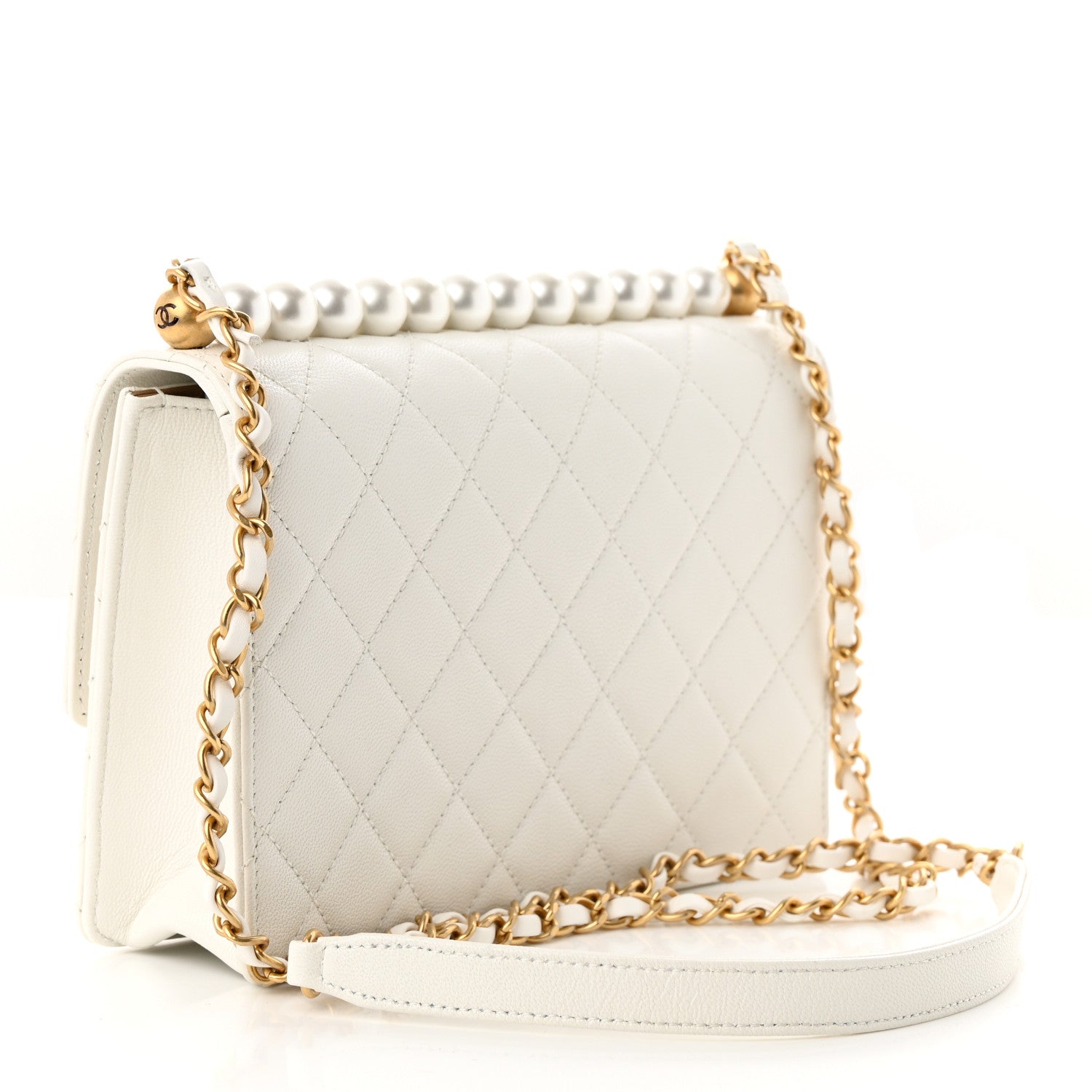 Chanel Lambskin Quilted Small Chic Pearls Flap White 3 of 11