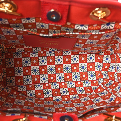 Dolce & Gabbana Canvas Snakeskin Carretto Print Capri Tote Red Multicolor 5 of 9