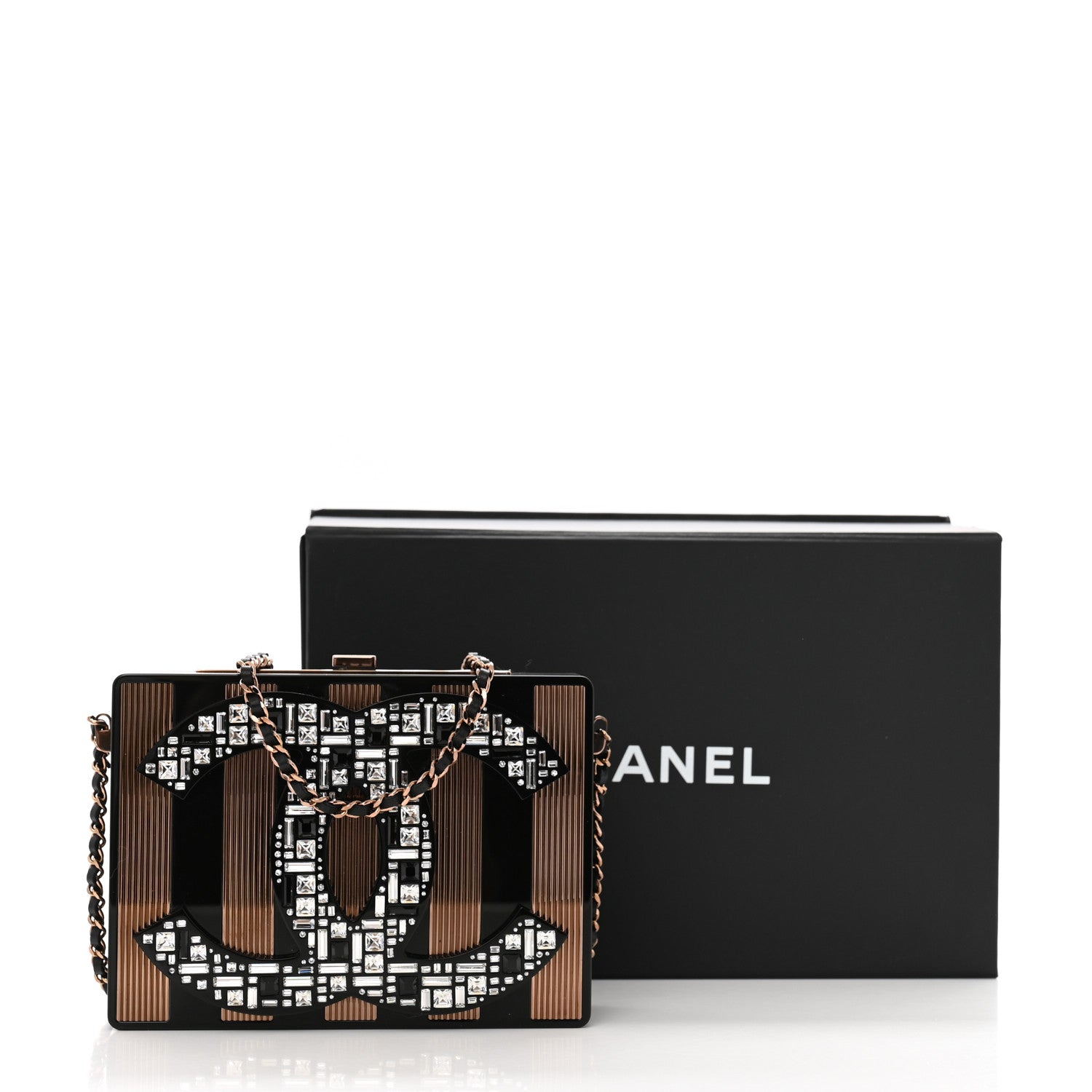 Chanel Plexiglass Crystal CC Minaudiere Clutch Black Copper 12 of 12