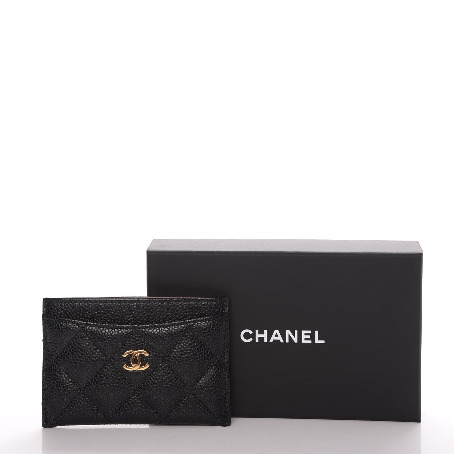 Caviar Quilted Card Holder Black