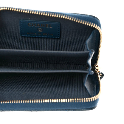 Chanel Iridescent Caviar Quilted Zip Coin Purse Dark Blue 6 of 7