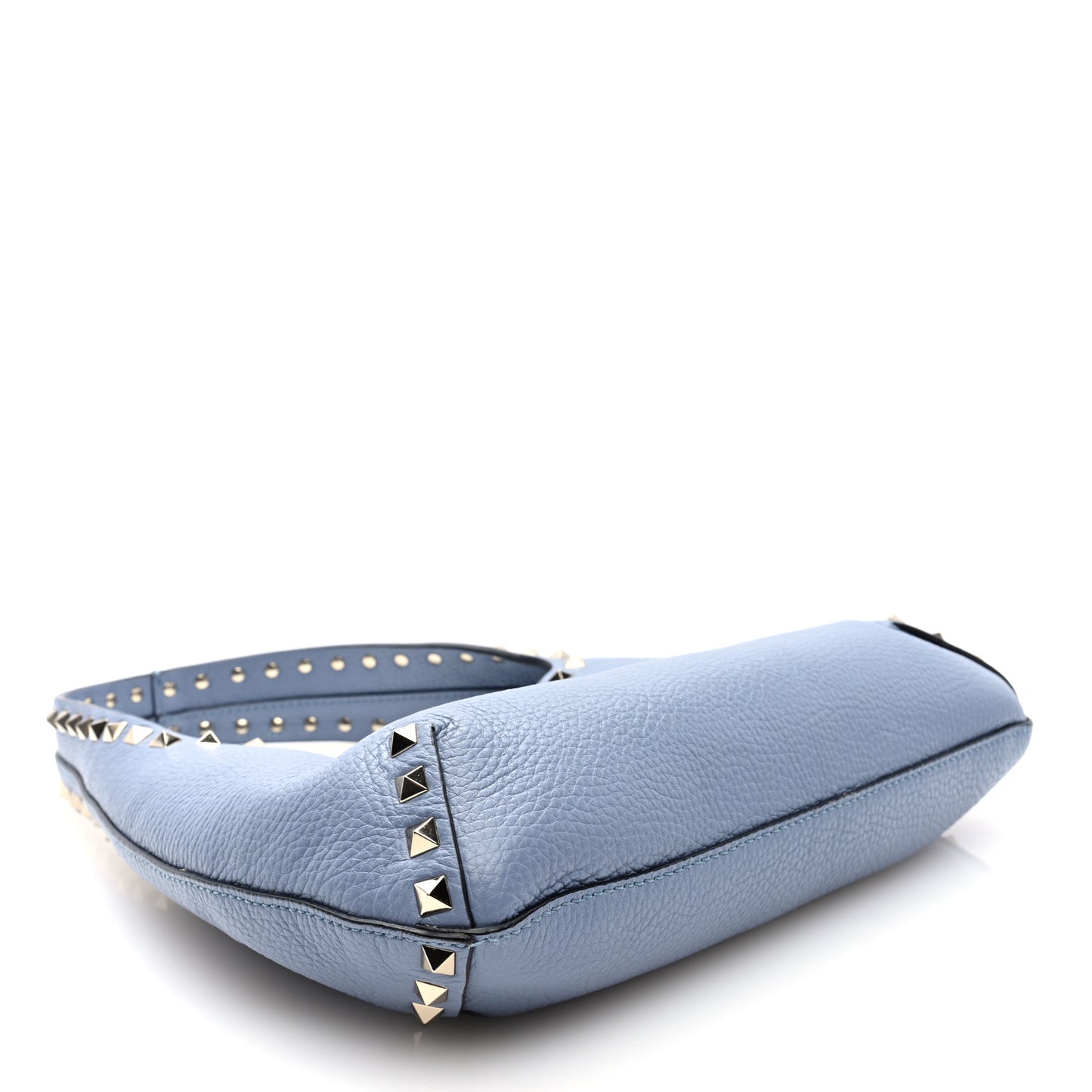 Pebbled Calfskin Small Rockstud Flip Lock Hobo Niagara