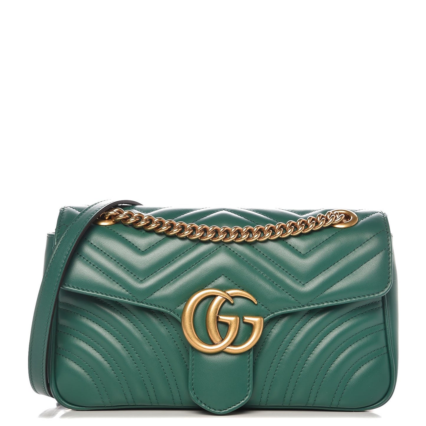 Calfskin Matelasse Small GG Marmont Shoulder Bag Emerald Green
