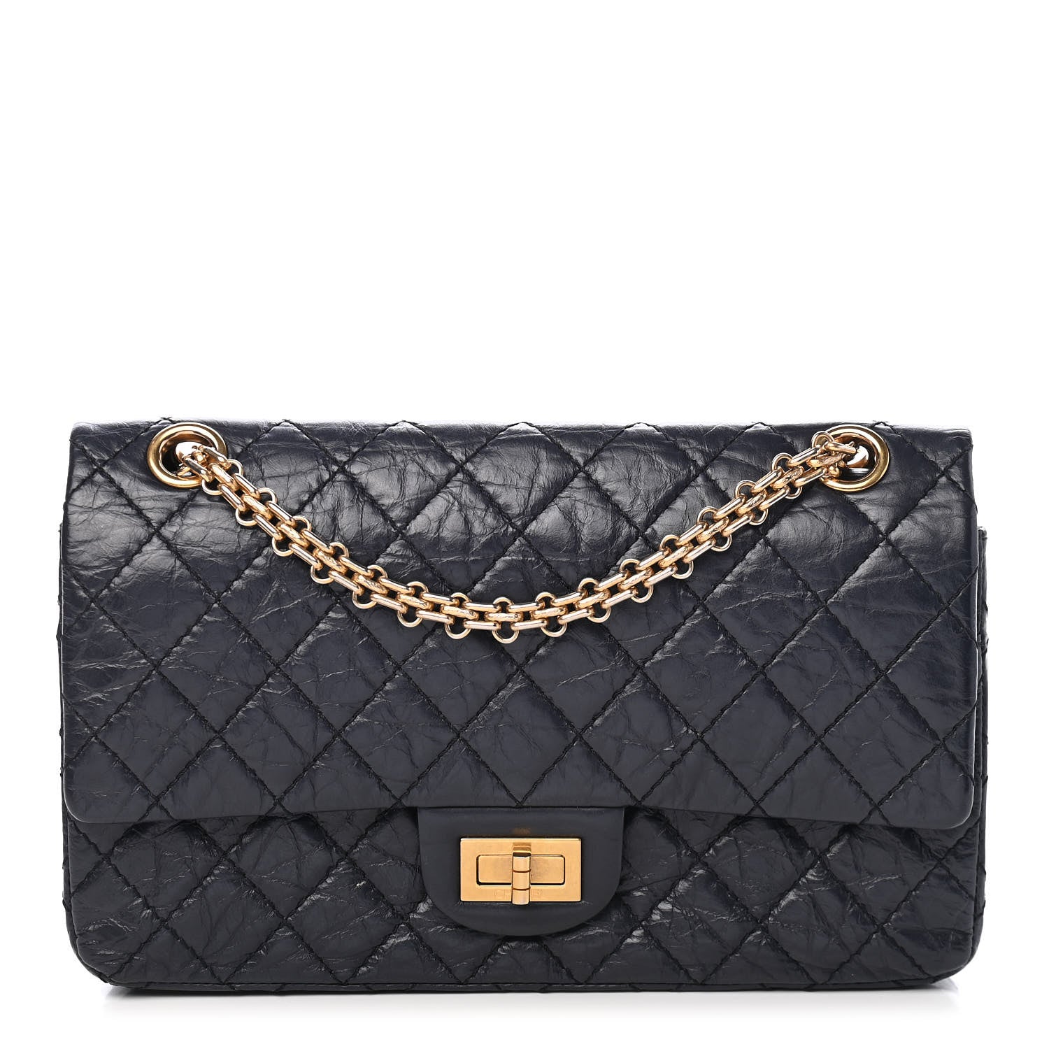 Chanel Aged Calfskin Quilted 2.55 Reissue 225 Flap Navy 1 of 9