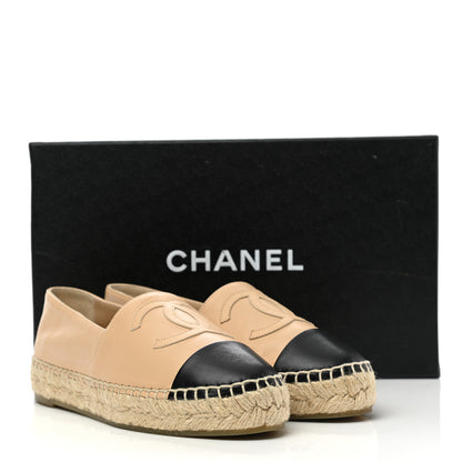 Chanel Lambskin CC Espadrilles 35 Beige Black 10 of 10