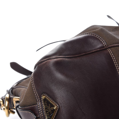 Prada Jacquard Logo Shopping Satchel Brown 10 of 14